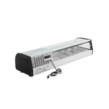 5 Pan Commercial 52.76 Inch Countertop Sushi Display Case Refrigerator with Curved Glass and LED Lighting