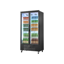 Double Door Commercial Beverage Merchandiser Refrigerator 24.9 Cu.Ft / 705L Glass Door Display Cooler with Adjustable Shelves