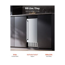 Built-In Under Counter Nugget Ice Maker 66 Lbs/24h Daily Ice Production with Electric Drain System