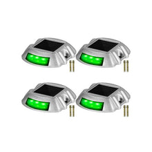 Wireless Heavy Duty Solar LED Dock Lights for Driveway & Walkway Green 4 Pack
