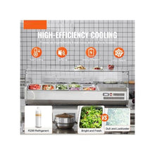55-Inch Refrigerated Condiment Prep Table Countertop Sandwich Ingredient Cooler with 7-Pan Capacity