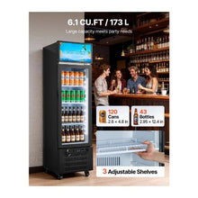 6.1 Cu.Ft Commercial Display Beverage Refrigerator with Glass Door Illuminated Advertising Light Box 3 Adjustable Shelves Design