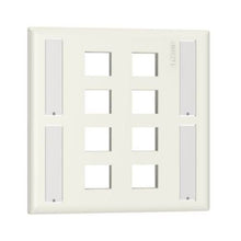 Vertical 8 Port Faceplate Keystone With Label Pocket Off White NK8FIW