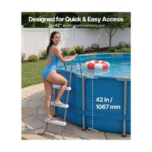 Heavy Duty 42 Inch 3-Step A Frame Above-Ground Pool Ladder Steel Swimming Pool Stairs with Wide Non-Slip Steps 300 lb Capacity Gray & White