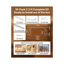 3.3 ft U-Shaped LED Aluminum Extrusion for Cabinet Lighting For Housing System 10 Pack