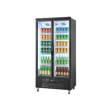 Double Door Commercial Beverage Merchandiser Refrigerator 24.9 Cu.Ft / 705L Glass Door Display Cooler with Adjustable Shelves