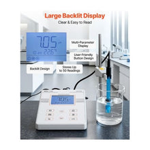 Benchtop Digital pH Meter 3-Point Calibration 0–14 pH Range Large Backlit Display with Temperature Testing & 50-Reading Memory