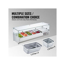 55-Inch Refrigerated Condiment Prep Table Countertop Sandwich Ingredient Cooler with 7-Pan Capacity