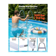 Heavy Duty 42 Inch 3-Step A Frame Above-Ground Pool Ladder Steel Swimming Pool Stairs with Wide Non-Slip Steps 300 lb Capacity Gray & White