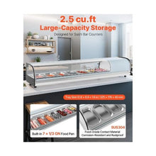 2.5 Cu.Ft. Commercial Sushi Display Refrigerator 66.53-Inch Countertop Sushi Showcase with 7 Stainless Steel Pans