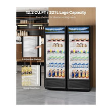 12.2 Cu.Ft Beverage Display Refrigerator Commercial Glass Door Merchandiser Cooler with Adjustable Shelves Black