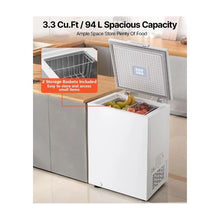 Compact 3.3 Cu.Ft Top-Opening Chest Freezer with Adjustable Thermostat Energy Saving Operation & Quiet Cooling White