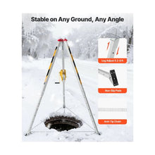 2600 lbs Confined Space Rescue Tripod Kit with 98.5 ft Steel Cable 2600 lbs Winch, Adjustable Legs & Fall Protection