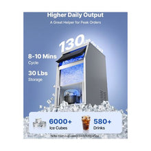 Automatic Commercial Ice Maker Machine with Drain Pump, 130 lbs/24H Ice Production