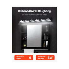 40-Inch Decorative 6 Light LED Wall Mounted Vanity Light Fixture Black Finish for Bathroom & Living Room