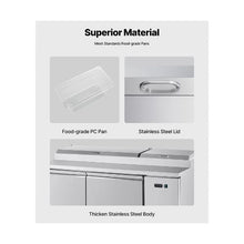 Commercial 67 Inch Restaurant Pizza Prep Fridge, Single Door Refrigerated Worktop with 9 Ingredient Pans
