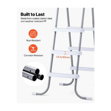 Heavy Duty 42 Inch 3-Step A Frame Above-Ground Pool Ladder Steel Swimming Pool Stairs with Wide Non-Slip Steps 300 lb Capacity Gray & White
