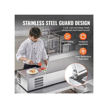 48 Inch Commercial Countertop Refrigerated Condiment Prep Station with 2 Full & 4 Sixth Size Pans