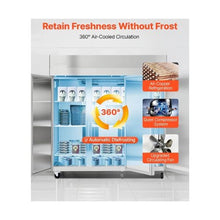 72 Inch Commercial Reach-In Freezer 50.2 Cu.Ft. 3 Door Stainless Steel Upright Freezer with Auto Defrost & Adjustable Shelves