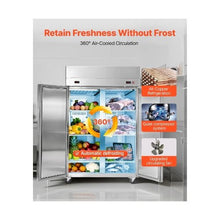 Heavy Duty 48 Inch Commercial Refrigerator Freezer Combo 31.1 Cu.Ft. 2 Door Reach In Unit with LED Lighting