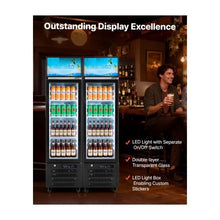 6.1 Cu.Ft Commercial Display Beverage Refrigerator with Glass Door Illuminated Advertising Light Box 3 Adjustable Shelves Design
