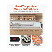 2.5 Cu.Ft. Commercial Sushi Display Refrigerator 66.53-Inch Countertop Sushi Showcase with 7 Stainless Steel Pans