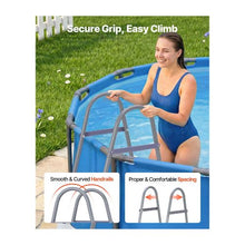 Heavy Duty 42 Inch 3-Step A Frame Above-Ground Pool Ladder Steel Swimming Pool Stairs with Wide Non-Slip Steps 300 lb Capacity Gray & White