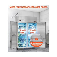 Heavy Duty 48 Inch Commercial Refrigerator Freezer Combo 31.1 Cu.Ft. 2 Door Reach In Unit with LED Lighting