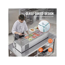 55-Inch Refrigerated Condiment Prep Table Countertop Sandwich Ingredient Cooler with 7-Pan Capacity