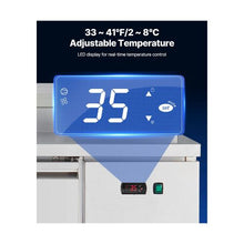 Commercial 67 Inch Restaurant Pizza Prep Fridge, Single Door Refrigerated Worktop with 9 Ingredient Pans