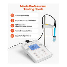 Benchtop Digital pH Meter 3-Point Calibration 0–14 pH Range Large Backlit Display with Temperature Testing & 50-Reading Memory
