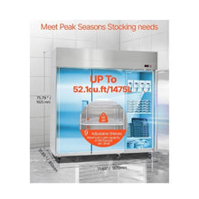 72 Inch Commercial Reach-In Freezer 50.2 Cu.Ft. 3 Door Stainless Steel Upright Freezer with Auto Defrost & Adjustable Shelves