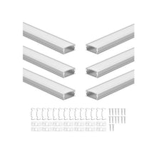U-Profile 6 Pack LED Strip Aluminum Channel with Frosted Cover & Mounting Clips 3.3 ft