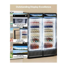 12.2 Cu.Ft Beverage Display Refrigerator Commercial Glass Door Merchandiser Cooler with Adjustable Shelves Black