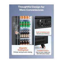 6.1 Cu.Ft Commercial Display Beverage Refrigerator with Glass Door Illuminated Advertising Light Box 3 Adjustable Shelves Design