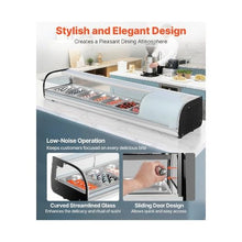 2.5 Cu.Ft. Commercial Sushi Display Refrigerator 66.53-Inch Countertop Sushi Showcase with 7 Stainless Steel Pans