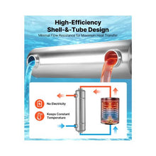 Heavy Duty 210K BTU Swimming Pool Heat Exchanger with 316L Stainless Steel Water-to-Water Heating System for Pools