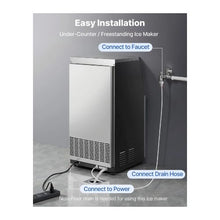 Built-In Commercial Ice Maker Machine 100 lbs/24H with 30 lb Storage Bin for Restaurants and Cafes