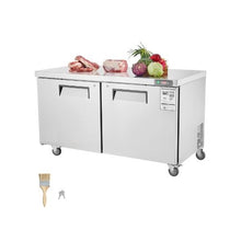Commercial 60 Inch Salad Prep Refrigerator with Locking Stainless Steel 2 Doors for Restaurant & Cafe Kitchens