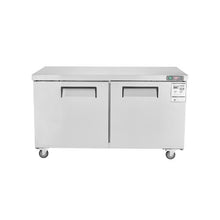 Commercial 60 Inch Salad Prep Refrigerator with Locking Stainless Steel 2 Doors for Restaurant & Cafe Kitchens