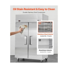 Heavy Duty 48 Inch Commercial Refrigerator Freezer Combo 31.1 Cu.Ft. 2 Door Reach In Unit with LED Lighting