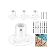 1-7/8 Inch Inground Pool Ladder Deck Anchor Flanges Aluminum Alloy Handrail Mounts with Stainless Steel Hardware White 4 Pack