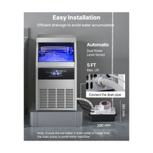 Automatic Commercial Ice Maker Machine with Drain Pump, 130 lbs/24H Ice Production