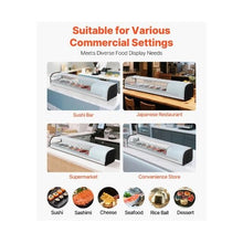 2.5 Cu.Ft. Commercial Sushi Display Refrigerator 66.53-Inch Countertop Sushi Showcase with 7 Stainless Steel Pans