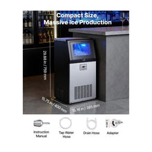 Built-In Commercial Ice Maker Machine 100 lbs/24H with 30 lb Storage Bin for Restaurants and Cafes