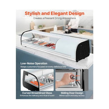 5 Pan Commercial 52.76 Inch Countertop Sushi Display Case Refrigerator with Curved Glass and LED Lighting