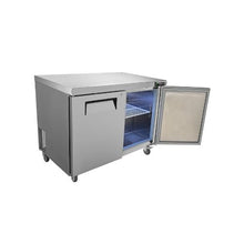 Commercial 48 Inch Worktop Fridge Stainless Steel 2-Door Undercounter Refrigerator with Lock