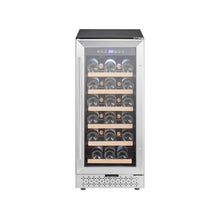 28 Bottle Dual Use Wine Cooler Refrigerator with Digital Temperature Control Adjustable Shelves & Glass Door for Home, Office, Bar