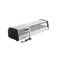 Commercial 4 Pan 45.67 Inch Countertop Sushi Display Case Refrigerator with Curved Glass and LED Lighting
