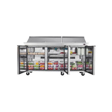 72 Inch Commercial Salad & Sandwich Prep Table Refrigerator with 30 Ingredient Pans and Stainless Steel Worktop